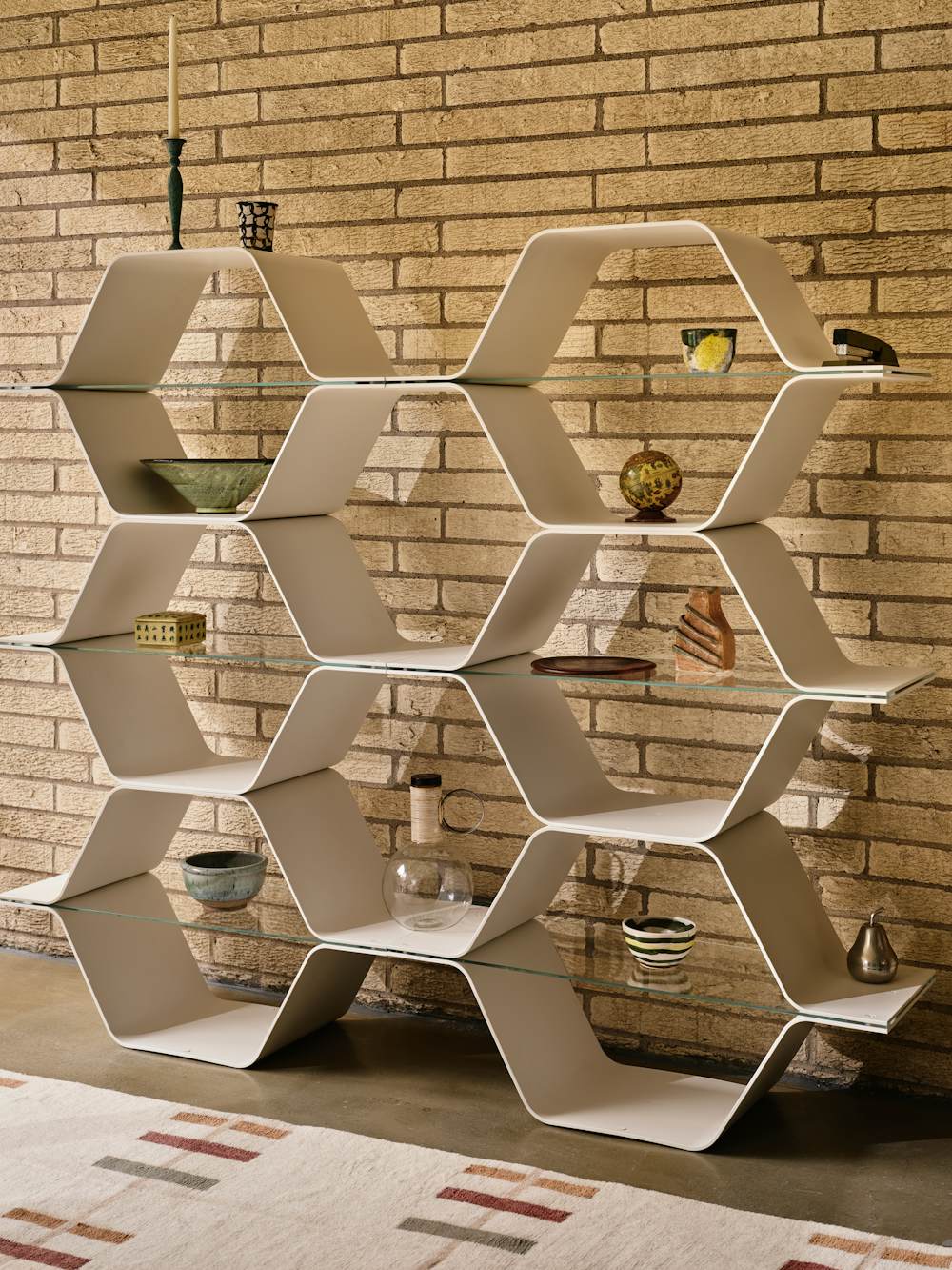 Honeycomb Modular Shelving 6 Cells - Configuration D, Vertical, White